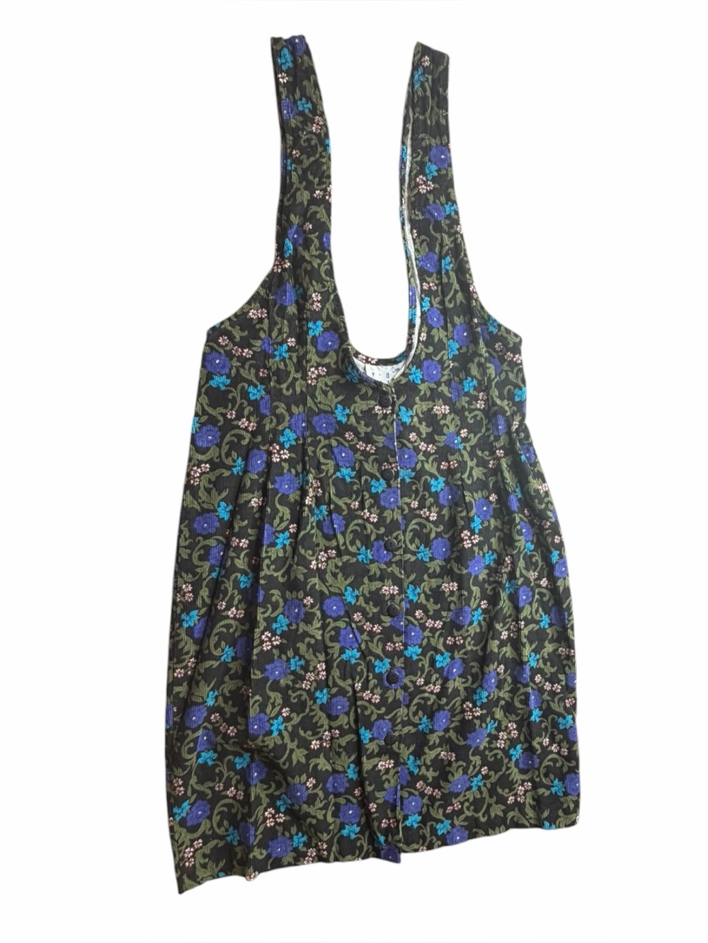 You Too Babes 90s Y2K Vintage Floral Corduroy Pinafore Jumper Dress Sz 11
